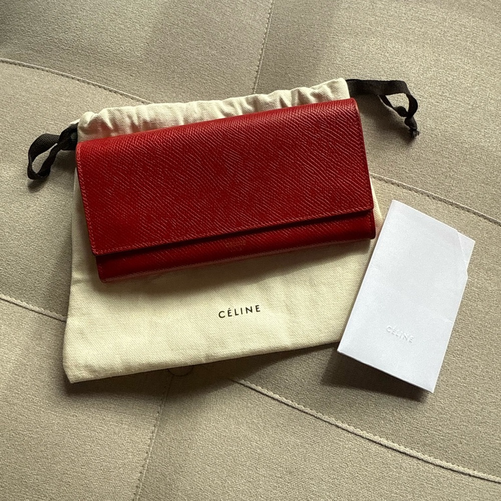 Red Leather Celine Clutch